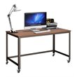 Pemberly Row Contemporary Particleboard and Steel Rolling Computer Desk in Brown