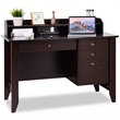 Pemberly Row Contemporary MDF Computer Desk with 3 Side Drawers in Brown