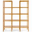 Pemberly Row Contemporary Bamboo Multifunctional Shelf w/ 11 Lattices in Natural