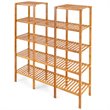 Pemberly Row Contemporary Bamboo Multifunctional Shelf w/ 11 Lattices in Natural