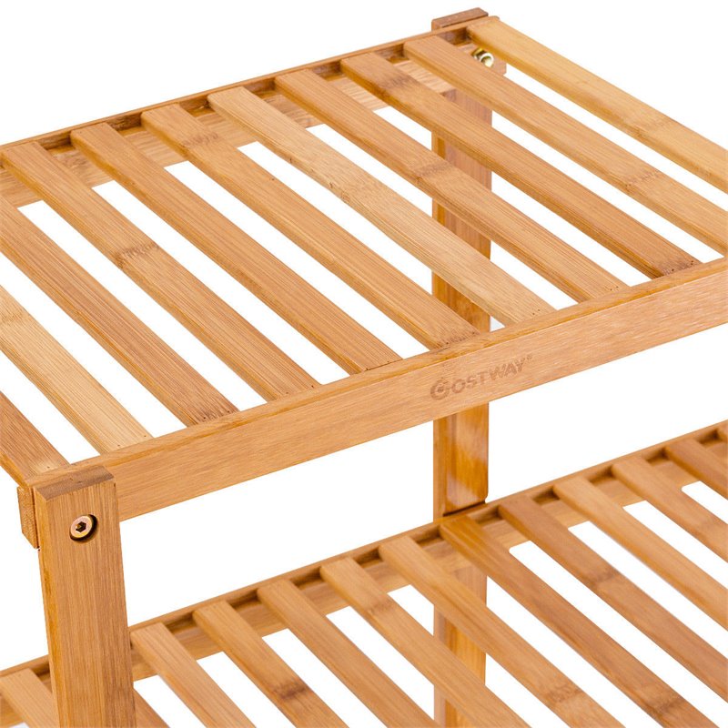 Pemberly Row Contemporary Bamboo Multifunctional Shelf w/ 11 Lattices in Natural