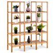 Pemberly Row Contemporary Bamboo Multifunctional Shelf w/ 11 Lattices in Natural