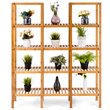 Pemberly Row Contemporary Bamboo Multifunctional Shelf w/ 11 Lattices in Natural