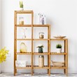 Pemberly Row Contemporary Bamboo Multifunctional Shelf with 12 Pots in Natural