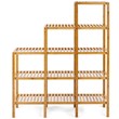 Pemberly Row Contemporary Bamboo Multifunctional Shelf with 12 Pots in Natural