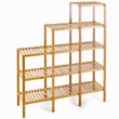 Pemberly Row Contemporary Bamboo Multifunctional Shelf with 12 Pots in Natural