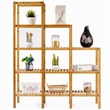 Pemberly Row Contemporary Bamboo Multifunctional Shelf with 12 Pots in Natural