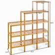 Pemberly Row Contemporary Bamboo Multifunctional Shelf with 12 Pots in Natural