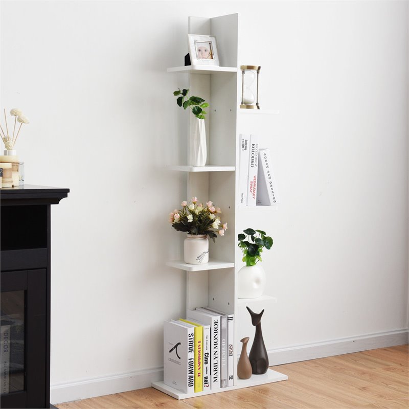 Pemberly Row 7-tier Contemporary Wood Open Concept Display Shelf in White