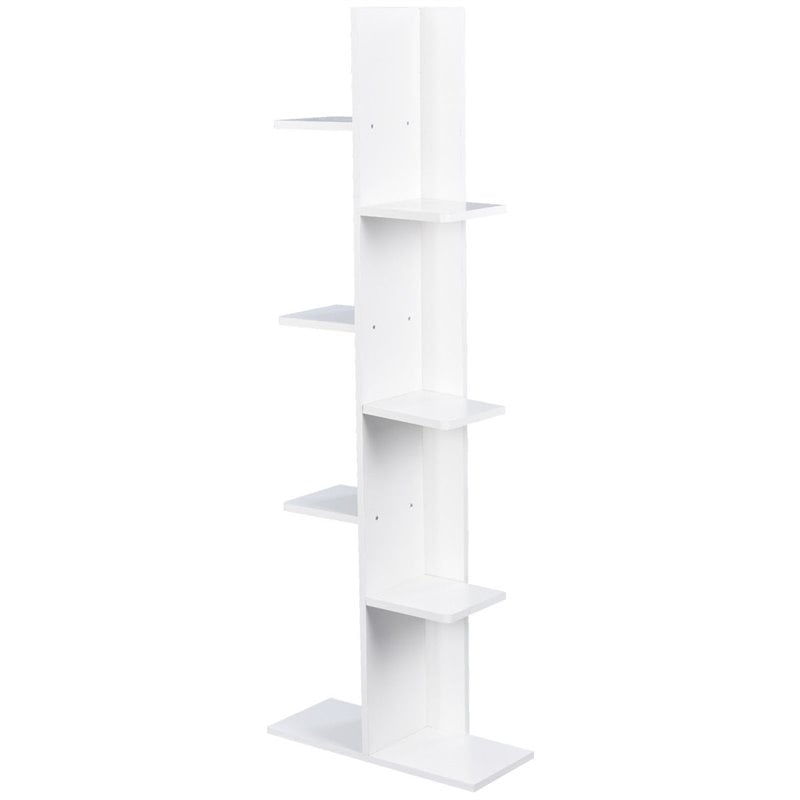 Pemberly Row 7-tier Contemporary Wood Open Concept Display Shelf in White