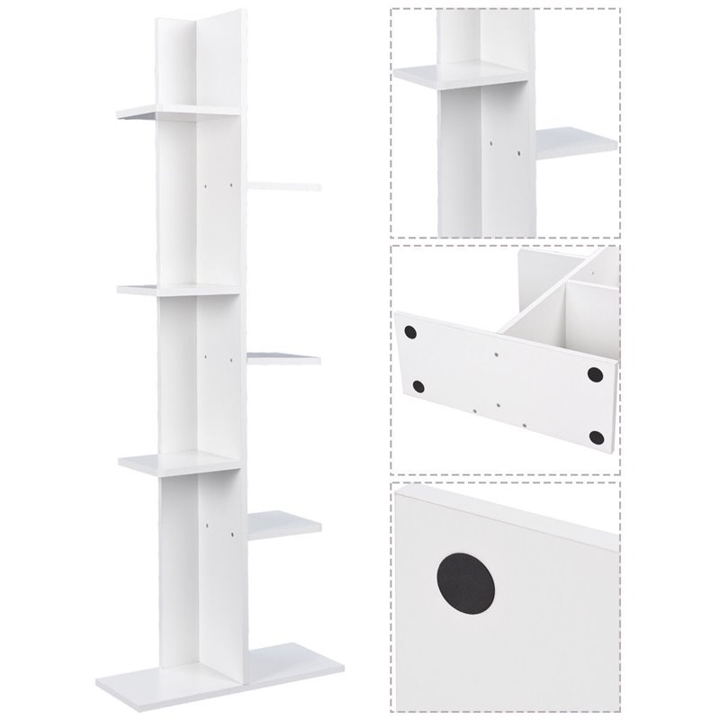 Pemberly Row 7-tier Contemporary Wood Open Concept Display Shelf in White