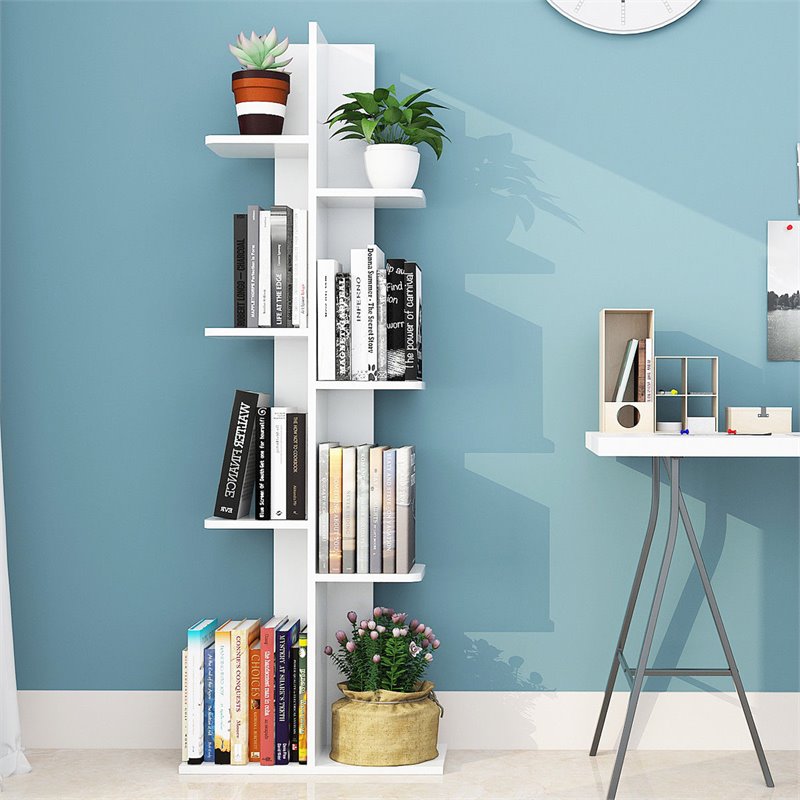 Pemberly Row 7-tier Contemporary Wood Open Concept Display Shelf in White