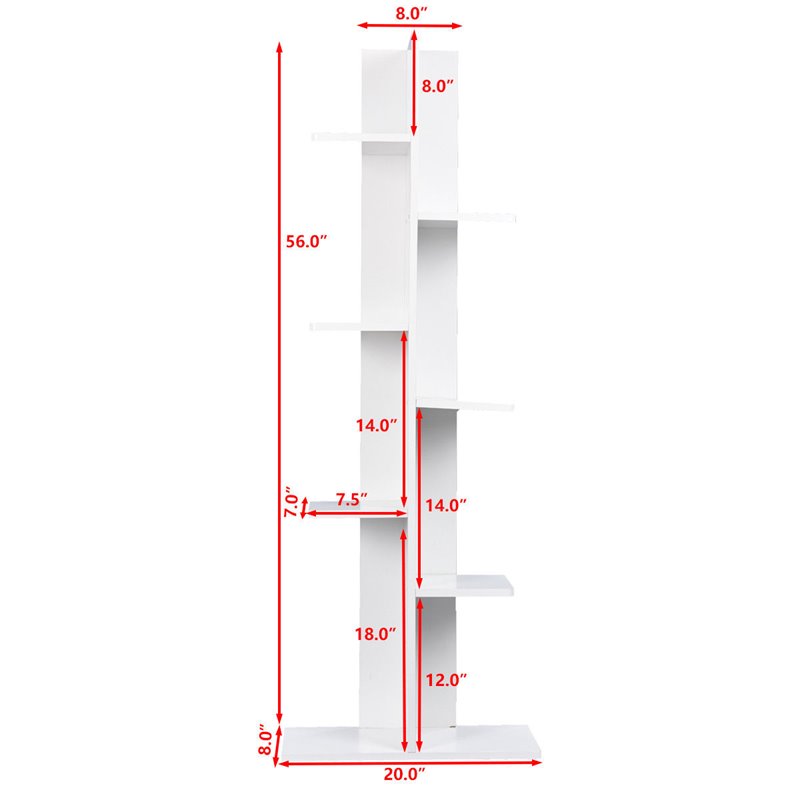 Pemberly Row 7-tier Contemporary Wood Open Concept Display Shelf in White
