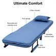 Pemberly Row Polyester and Steel Convertible Sofa Bed with Cushion in Blue