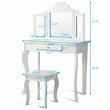 Pemberly Row MDF and Mirror Kids Vanity with Dressing Table and Stool in White