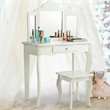 Pemberly Row MDF and Mirror Kids Vanity with Dressing Table and Stool in White