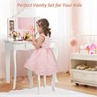 Pemberly Row MDF and Mirror Kids Vanity with Dressing Table and Stool in White