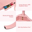 Pemberly Row MDF and Mirror For Girls Kids Vanity with Table and Stool in Pink