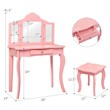 Pemberly Row MDF and Mirror For Girls Kids Vanity with Table and Stool in Pink