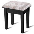 Pemberly Row Square Contemporary Wood and MDF Makeup Desk Vanity Set in Black