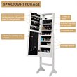 Pemberly Row MDF Board Mirrored Jewelry Cabinet w/ 18 LED Lights in White Finish