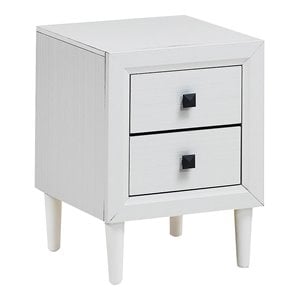 Pemberly Row 2-drawer Engineered Wood & Rubber Wood Nightstand in White