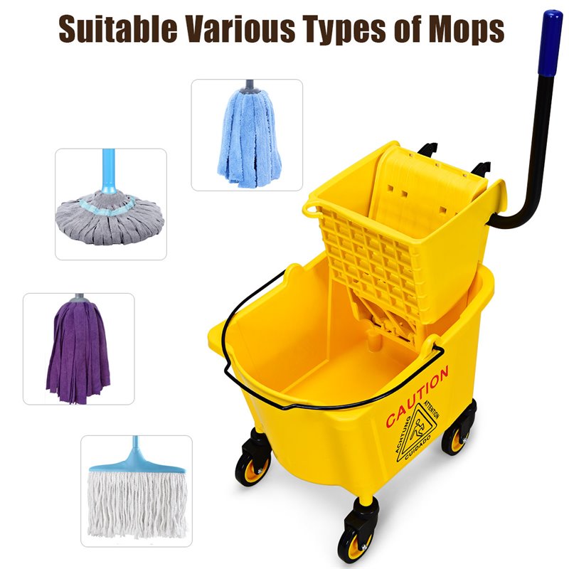 Pemberly Row PP and Iron Cleaning Wringer with Swivel Wheels in Yellow/Black