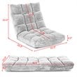 Pemberly Row Coral Velvet Adjustable 14-Position Floor Chair in Gray