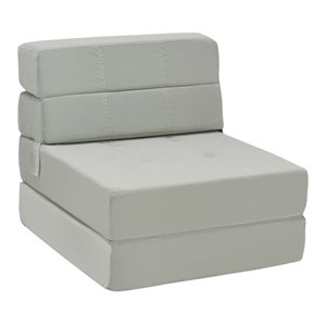 Pemberly Row Contemporary Polyester and Sponge Tri-Fold Flip Out Lounger in Gray