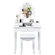 Pemberly Row MDF Vanity Dressing Table Set with 2 Side Drawers in White