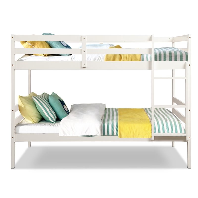 Pemberly Row Pine and Plywood Twin Over Twin Wood Bunk Beds in White