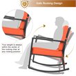 Pemberly Row Contemporary Rattan and Iron Patio Rocking Chair in Black