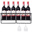 Pemberly Row Contemporary Iron Wall Mounted Wine Rack with Glass Holder in Black