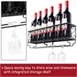 Pemberly Row Contemporary Iron Wall Mounted Wine Rack with Glass Holder in Black