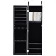 Pemberly Row MDF Board Wall/Door Mounted Mirrored Jewelry Cabinet in Black