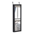 Pemberly Row MDF Board Wall/Door Mounted Mirrored Jewelry Cabinet in Black