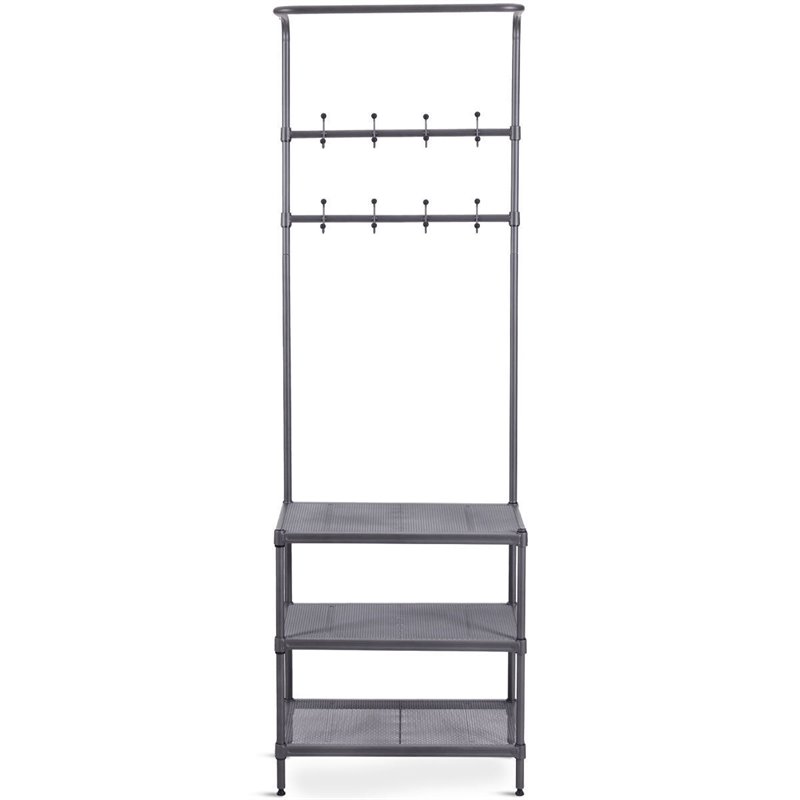 Pemberly Row Contemporary Steel Multifunctional Hall Tree in Black