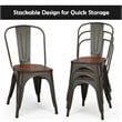 Pemberly Row Metal and Elm Dining Side Chair in Brown Finish (Set of 4)