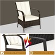 Pemberly Row 3-piece Rattan Patio Furniture Set with White Cushion in Mix Brown