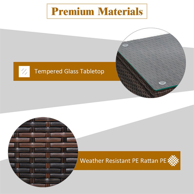 Pemberly Row 3-piece Rattan Patio Furniture Set with White Cushion in Mix Brown