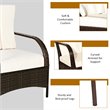 Pemberly Row 3-piece Rattan Patio Furniture Set with White Cushion in Mix Brown
