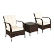 Pemberly Row 3-piece Rattan Patio Furniture Set with White Cushion in Mix Brown