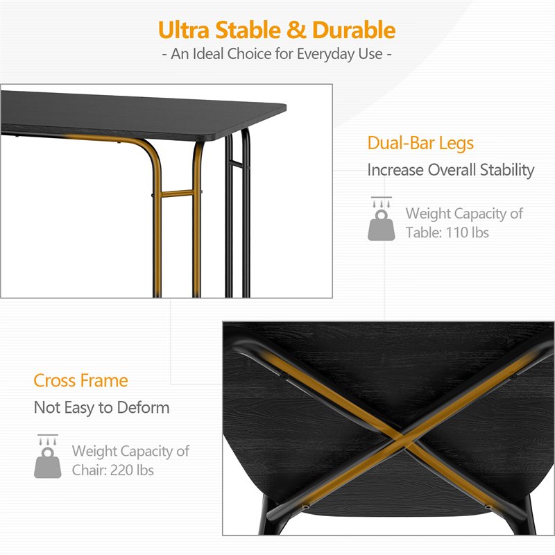Pemberly Row 5-piece PVC and MDF Dining Set with Metal Legs in Black