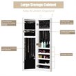 Pemberly Row Wall/Door Mounted LED Lights Mirrored Jewelry Cabinet in White
