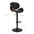 Pemberly Row Metal Swivel Barstools w/ Leather Curved Back in Black (Set of 2)