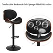 Pemberly Row Metal Swivel Barstools w/ Leather Curved Back in Black (Set of 2)