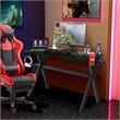 Pemberly Row Contemporary MDF and Steel Computer Desk with Cup Holder in Black