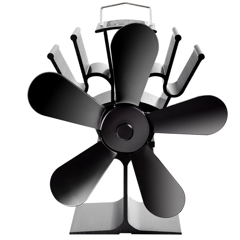 Pemberly Row Aluminum Fuel Saving Heat Powered Stove Fan with 5 Blades in Black