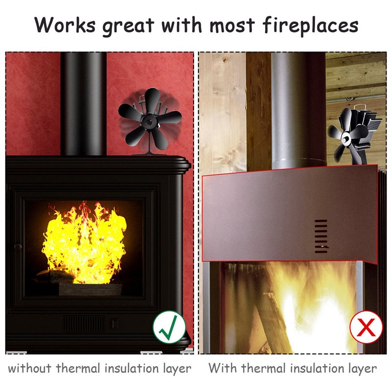 Pemberly Row Aluminum Fuel Saving Heat Powered Stove Fan with 5 Blades in Black
