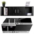 Pemberly Row Particle Board Wall Mounted Floating Hutch with 2 Doors in Black